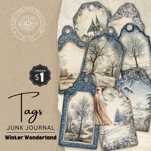 Etichette per diario spazzatura Winter Wonderland, Blue Winter Journal Ephemera, download digitale, DDJJ007B
