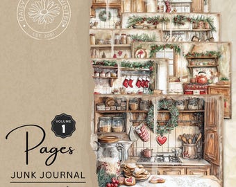 Suger & Spice Christmas Bakery Folio Pages Volume 1, Junk Journal  Kit, Vintage Christmas Tags, Digital Download, DDRJJ003A