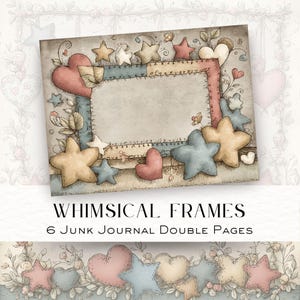 Skurrile Junk Journal Rahmen, Vintage Ephemera Printable Kit, Patchwork Fototaschen, Digitale Scrapbooking Seiten