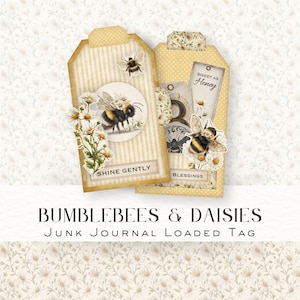 Kit de diario vintage de abejas: Efímeras de panal, etiquetas cargadas (Descarga digital DDJJ04Y)