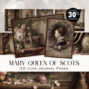 The Queen's Journal, deel 1 en 2 – Mary Queen of Scots Junk Journal Kit | Vintage Schotland digitale download, DDJJ035X3