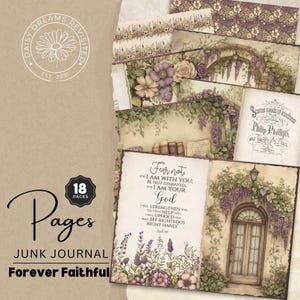 Fiel por siempre - Paquete de páginas folio para diarios basura Floral Faith, descarga digital, DDJJ012D