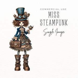 Steampunk Girl Clipart, Vintage Fantasy PNG, Watercolor Digital Art for Crafts, Scrapbooking & Journals, DDC005