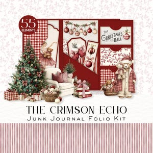 Crimson Hall Weihnachtsjournal Kit: Vintage Ephemera & Papiere |  Rotes Blatt