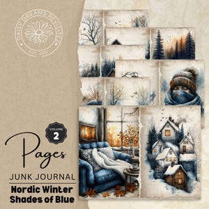 Nordic Winter - Shades of Blue Volume 2, Pagine di diario spazzatura, Ephemera di diario invernale, download digitale, DDJJ009B