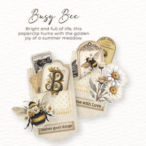 Bee Junk Journal Kit: Printable Ephemera, Hidden Paper Clips (Digital Download) image 4