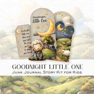 Goodnight Little One Printable Junk Journal Kit, Children's Folio with Ephemera, Digital Storytelling Nursery Rhymes Download