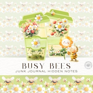 Busy Bees Junk Journal hidden note coffee cups - Vintage Ephemera Pack - Printable Crafting Supplies - Digital Download, DDJJ008X