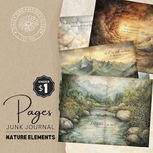 Air, Earth, Water and Wind Junk Journal Pages - Nrature Printables and Digital Downloads - DDJJ007AB