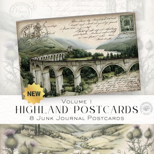 Cartes postales Highland vintage Scotland Junk Journal Volume 1, cartes journal imprimables, téléchargement numérique, éphémères vintage, DDJJ0361