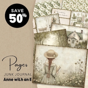 ANNE of the Orchards Junk Journal Pages Bundle - Vintage Ephemera Pack - Printable Crafting Supplies - Digital Download, DDJJ016E