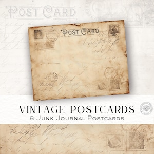 Vintage Postcard Printables | 8 Old Postcard Backs for Junk Journals & Scrapbooking DDJJ035T