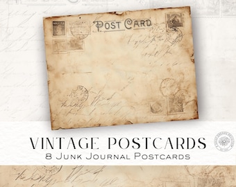 Vintage Postcard Printables | 8 Old Postcard Backs for Junk Journals & Scrapbooking DDJJ035T