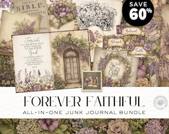 Forever Faithful - ALL-IN-ONE Bundle for Floral Faith Junk Journals, digital download, DDJJ012M
