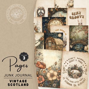 Kit de diario basura bohemio vintage, volumen 3: descarga digital, páginas de álbum de recortes hippies – Groovy Boho Craft Supplies DDJJ019C