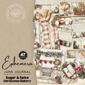 Suger & Spice Weihnachtsbäckerei Junk Journal Ephemera, Junk Journal Kit, Vintage Weihnachtsmarken, digitaler Download, DDRJJ003J