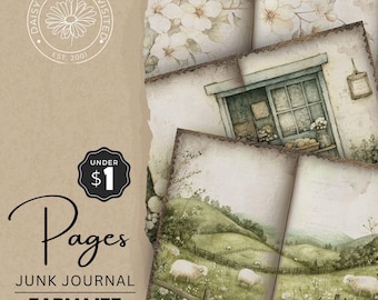 Farm Life Printable Pages Volume 1 - Rustic Digital Collage - Junk Journal Kit Vintage Farmhouse Ephemera - Printable Digital Kit, DDJJ011A