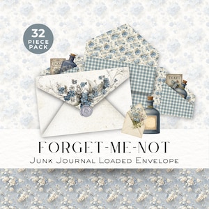 Forget-Me-Not | 32-Piece Loaded Envelope Kit for Junk Journals DDJJ038R