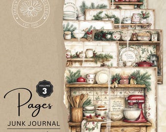 Suger & Spice Christmas Bakery Folio Pages Volume 3, Junk Journal  Kit, Vintage Christmas Tags, Digital Download, DDRJJ003C