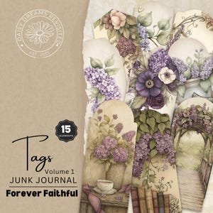 Forever Faithful - Tags for Floral Faith Junk Journals, digital download, DDJJ012H