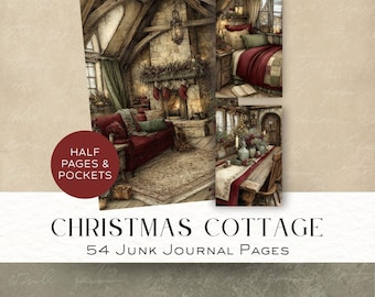 Christmas Cottage V1 Half pages & pockets | Junk Journals | Digital Download