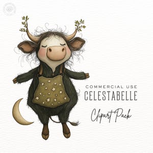 Celestabelle Sleepy Sky Set Aquarell Reim Clipart, Babyparty, Märchen Illustrationen, Kinderzimmer Dekor, Hey Duddle