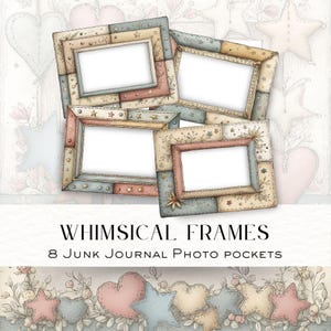 Whimsical Junk Journal Frames, Vintage Photo Pockets, Printable Ephemera Kit, Digital Scrapbooking Supplies