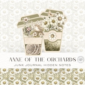 Diario basura de ANNE of the Orchards: tazas de café con notas ocultas - Paquete de efímeras vintage - Materiales de manualidades imprimibles - Descarga digital, DDJJ008Z