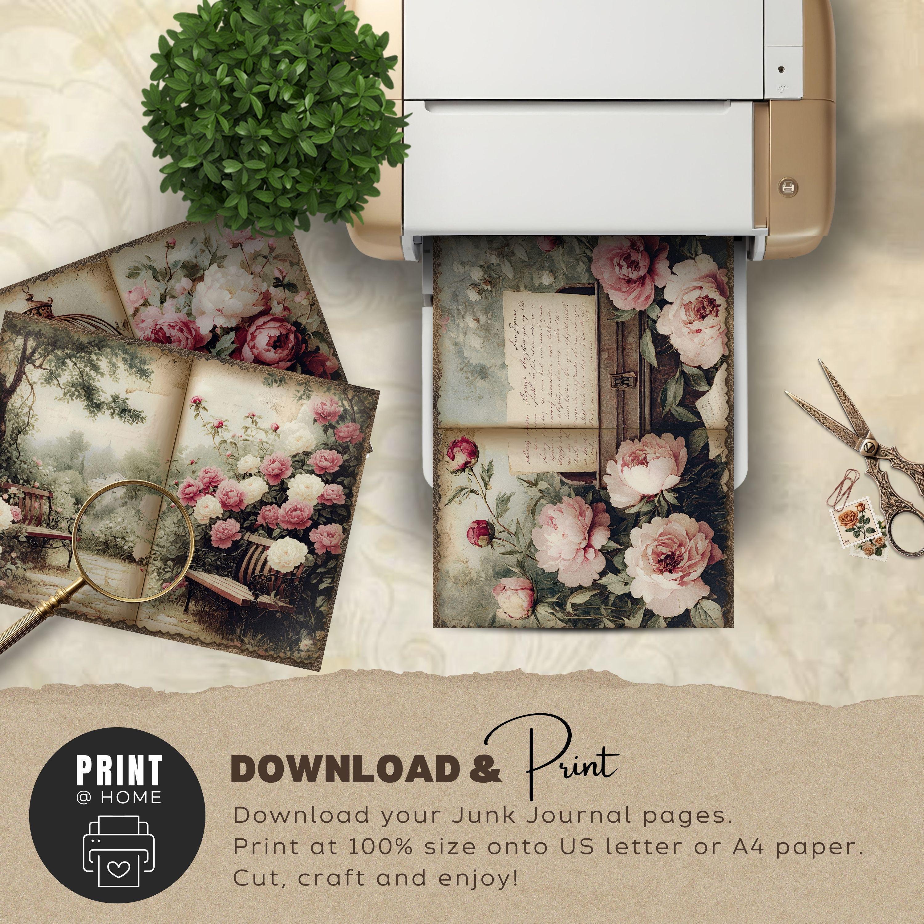 Petals & Peonies Junk Journal Pages Volume 1 - Printable Floral ...