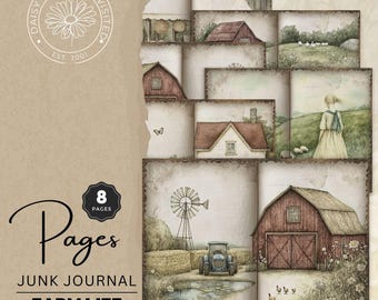 Farm Life Printable Pages Volume 3 - Rustic Digital Collage - Junk Journal Kit Vintage Farmhouse Ephemera - Printable Digital Kit, DDJJ011C