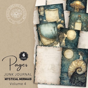 Mythische Meerjungfrau Junk Journal Folio Seiten Band 4 Digital Download, Unterwasser druckbare Junk Journal Seiten, DDJJ028D