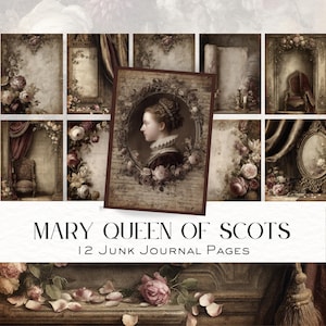 Drottningens dagbok: Krona och slott V2 – Mary Queen of Scots skräpdagbokskit | Digital nedladdning av vintage-Skottland, DDJJ035X2