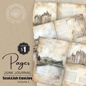 Vintage Scotland Castles Volume 1, Junk Journal Folios, Printable Journal Pages Digital Download, Digital Download, DDJJ007Q