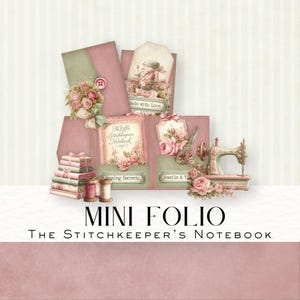 Das Mini Folio Notizbuch | Vintage Nähen Junk Journal