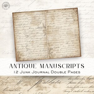 Antique Script Journal Pages: Vintage Calligraphy Backgrounds (Digital Download)
