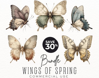 Wings of Spring butterfly bundle, watercolor clipart, Digital Download, DDC021F