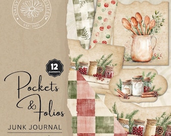 Suger & Spice Christmas Bakery Junk Journal Pockets and folios, Junk Journal  Kit, Vintage Christmas Tags, Digital Download, DDRJJ003I