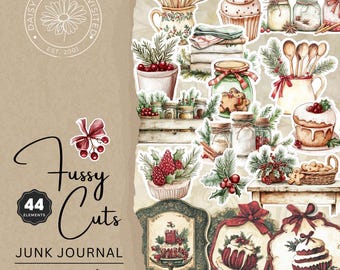 Suger & Spice Christmas Bakery Junk Journal Fussy cuts and labels, Junk Journal  Kit, Vintage Christmas labels, Digital Download, DDRJJ003K