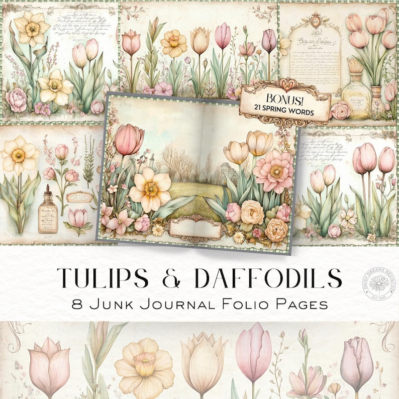 Spring Journal Pages Spring Folio Pages and Words for Junk Journals, Printable Ephemera ...