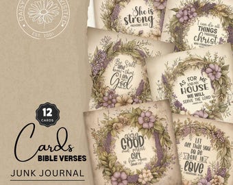 Forever Faithful - Bibel-Vers-Karten für Floral Faith Junk Journals, digitaler Download, DDJJ012E
