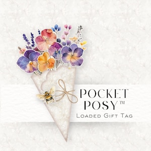 Posy de bolsillo Pressed with Love™: tarjeta de regalo imprimible con etiqueta cargada / Kit de efímeras de margaritas vintage / Inserto de diario basura DDJJ040PP1
