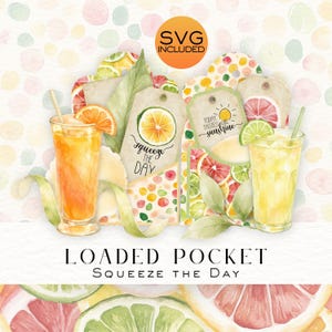 Squeeze the Day Loaded Pocket Printable | Citrus Junk Journal Pocket | Summer Ephemera | Lemon Orange Lime Tags | Watercolor Journal Kit