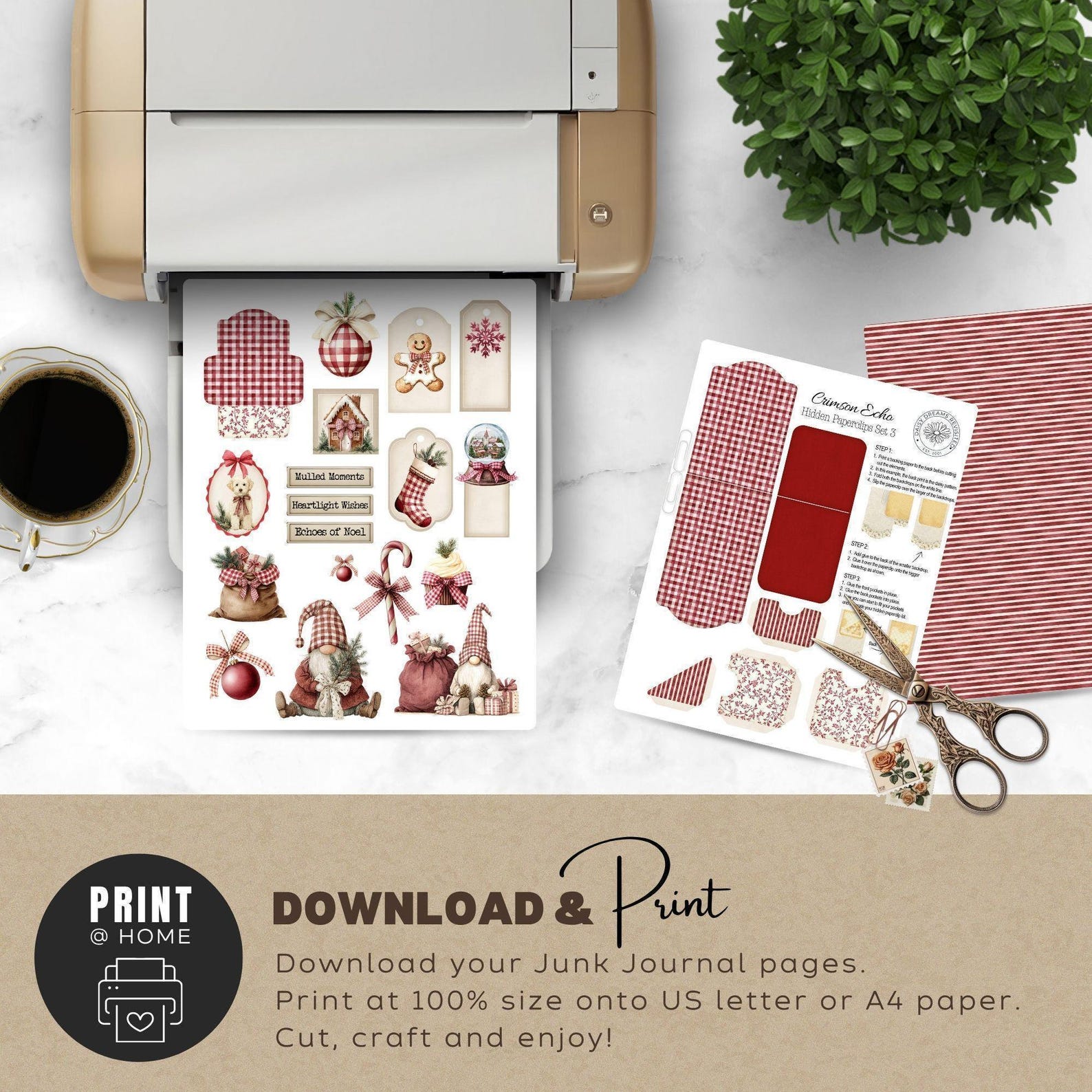 Crimson Echo Set 3 Hidden Paperclips, Red Christmas Embellishments ...
