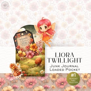 Liora Twilight Pocket Fairy Collection – Whimsical Junk Journal Loaded Pocket with Tags DDJJ038O2