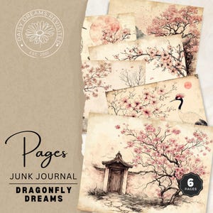 Folios de diario basura japoneses Susurros de Sakura, páginas de diario imprimibles, descarga digital, DDJJ025A