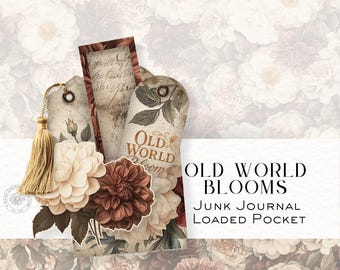 Old World Blooms | Antique floral Loaded Pocket – Ephemera for Junk Journal Printable Kit DDJJ037I11