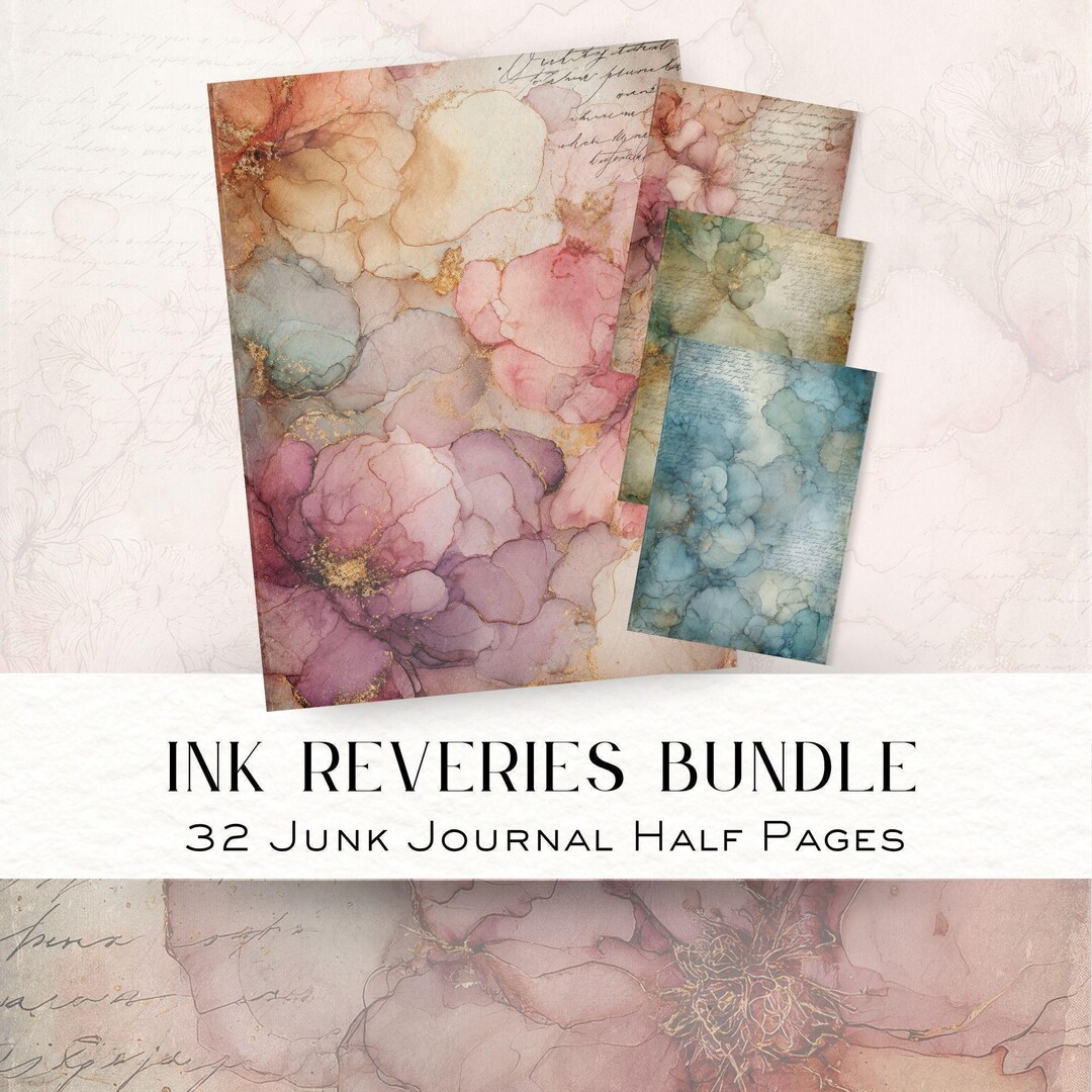Ink Journal Front Ink Reveries Bundle – Alcohol Ink Junk Journal Pages in All Colors With ...
