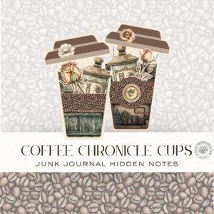 Coffee Chronicles Junk Journal Hidden Note coffee cup - Vintage Coffee Printables and Digital Downloads - DDJJ008V