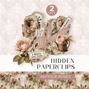 Antique Roses Hidden Paperclips | Junk Journals | Digital Download