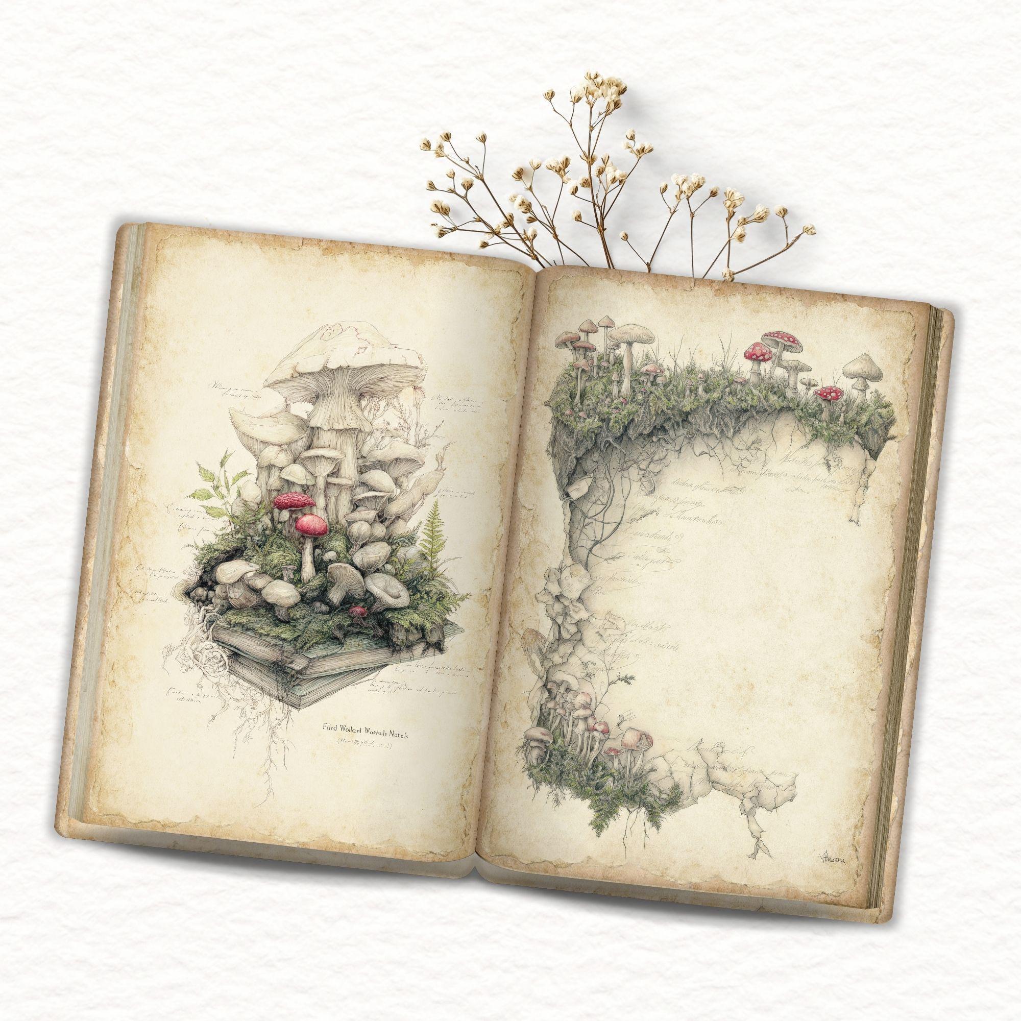 Mushroom Botanical Junk Journal Cover Pages – Woodland Fungi Vintage ...